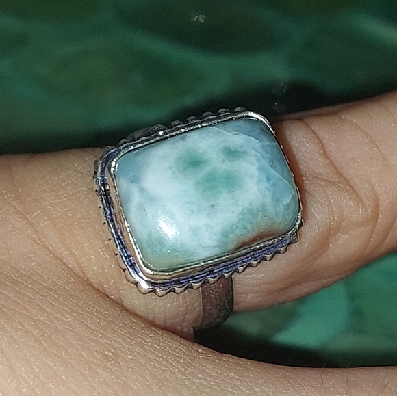 Dainty Square Larimar Ring Size 5.75 - Picture 4 of 7